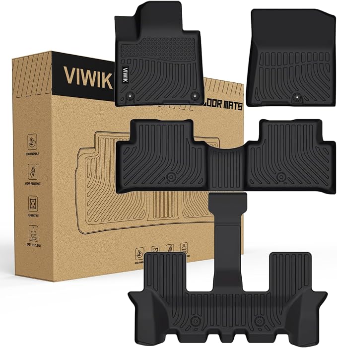VIWIK Floor Mats for Kia Sorento 2021-2024 NOT Hybrid 6/7 seat, Car Mats All Weather Protection Custom Floor Liners 1st/2nd/3rd Row, Car Accessories for Sorento NOT Hybrid TPE Odorless Non-Slip