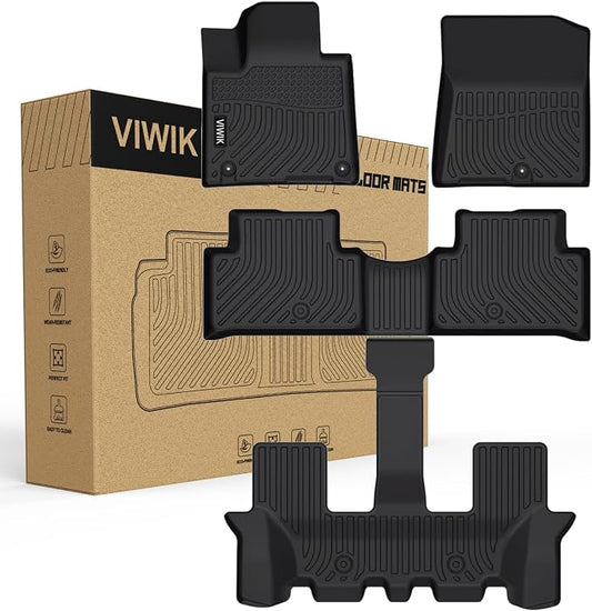 VIWIK Floor Mats for Kia Sorento 2021-2024 NOT Hybrid 6/7 seat, Car Mats All Weather Protection Custom Floor Liners 1st/2nd/3rd Row, Car Accessories for Sorento NOT Hybrid TPE Odorless Non-Slip