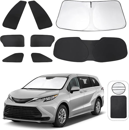 TINGLU Window Shades for Toyota Sienna 2021-2025 2026 Accessorie Car Side Full Windows Rear Triangular Windshield Sun Shade Sun UV Rays & Privacy Protection for Camping,Napping,and Relaxing 8PCS
