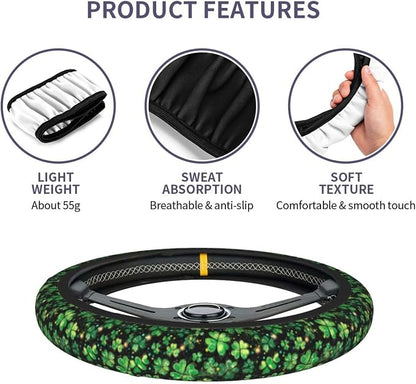 St. Patrick's Day Steering Wheel Covers Non Slip Neoprene Universal 15 Inch Steering Wheel Protector Car Cover for Men Women