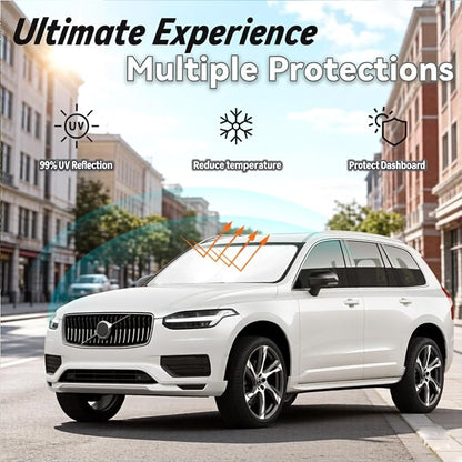 Windshield Sun Shade for Volvo XC90 2016-2026, Car Front Window Sunshade with 240T Sun Visor Protector Blocks UV Rays Heat Sun Shield Accessories