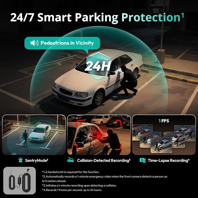 BOTSLAB 4 Channel Dash Cam 3K Front and Rear Inside 560° Coverage with Magnetic Side Cameras Car Camera with 3.18”Touch Screen 24/7 Parking Mode 5.8GHz WiFi GPS Voice Control (No SD Card)