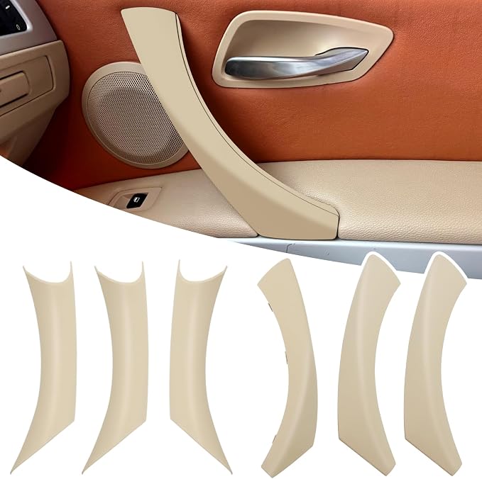 Compatible with BMW 3 Series Door Handle Covers E90/E91/E92/E93 2004-2011,6PCS Left and Right Passenger Interior Door Pull Handle Set for BMW 318i,320i,323i,325i,328i,330i,335i(Beige)