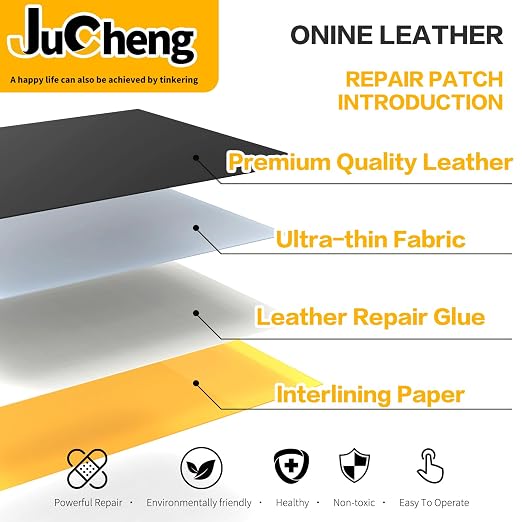 JuCheng Leather Repair Kit -Leather Repair Patch Self-Adhesive Waterproof Patch & Glue for Furniture, Car Seats, Sofa, Couch, Vinyl - Instant Fix for Tears & Scratches (Brown, 17X158 inch)