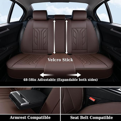 Coverado Car Seat Covers Full Set, Car Seat Protectors Leather Seat Covers for Cars, Automotive Seat Covers Car Accessories Universal Fit for Most Sedans SUV Pick-up Truck(Coffee)