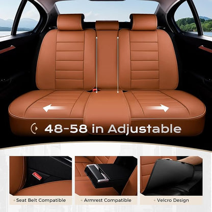 Coverado Car Seat Covers Full Set, Seat Covers for Cars, Front Seat Covers and Back Seat Cover Waterproof Leather Automotive Seat Cover, Universal Car Interior Protectors Cushion for Most Cars