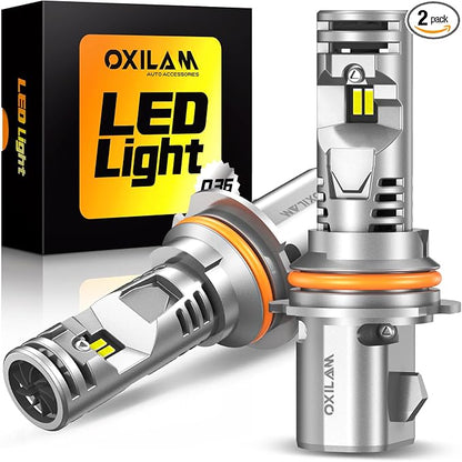 OXILAM 9007 LED Bulbs, 10X Ultra-Brighter Than Halogen, 1:1 Halogen Size 9007 Fog Lights, Wireless Plug and Play, 20 Years Lifespan, No Flicker, 99% Compatibility, Pack of 2