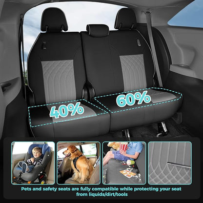 Customized for Toyota Sienna Seat Covers 2021-2026 Sienna 8 Seats 3 Row, Leather Car Seat Covers Waterproof Seat Covers Full Set for Cars, Car Seat Protectors, Airbag Compatible(BlackGrey)