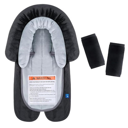 COOLBEBE New Babybody Support & Strap Covers Set for Newborn Infant Toddler- Extra Soft Stroller Cushion Pads Car Seat Insert, Perfect for Carseats, Strollers, Swings, Black