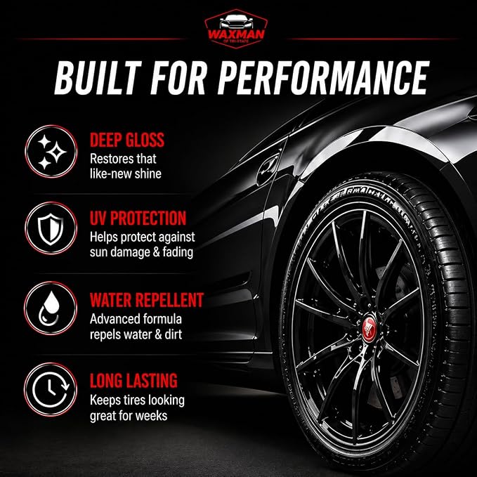 Tire Shine Spray – 18.6 fl oz, High-Gloss Hydrophobic Tire Dressing, Safe for All Vehicles