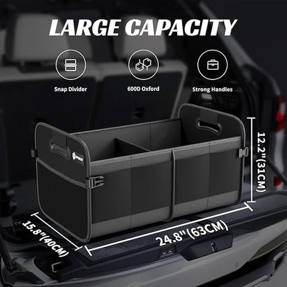 Sposuit Trunk Organizer for Car - 80L Collapsible Car Storage with 11 Pockets & Reinforced Handles, SUV Trunk Organizers for Grocery Cargo(Black)