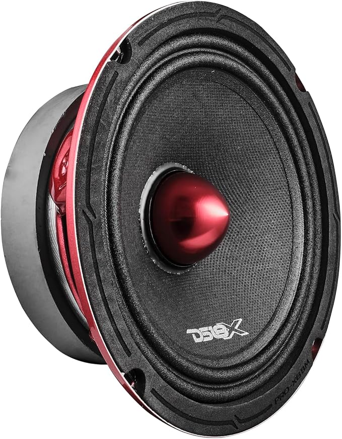 DS18 PRO-X6BM Loudspeaker - 6.5", Midrange, Red Aluminum Bullet, 500W Max, 250W RMS, 8 Ohms - Premium Quality Audio Door Speakers for Car or Truck Stereo Sound System (1 Speaker)