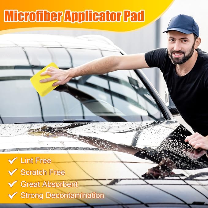 Riakrum 32 Pcs Microfiber Applicator Pads Soft Microfiber Foam Buffing Car Detailing Pads for Wax Ceramic Coating Polish Reusable Car Wash Sponge Tire Shine Applicator(Yellow,Grey,Blue,red)