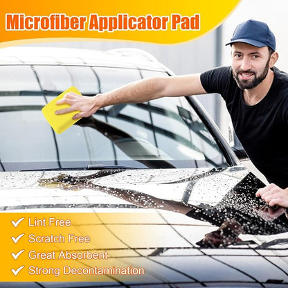 Riakrum 32 Pcs Microfiber Applicator Pads Soft Microfiber Foam Buffing Car Detailing Pads for Wax Ceramic Coating Polish Reusable Car Wash Sponge Tire Shine Applicator(Yellow,Grey,Blue,red)