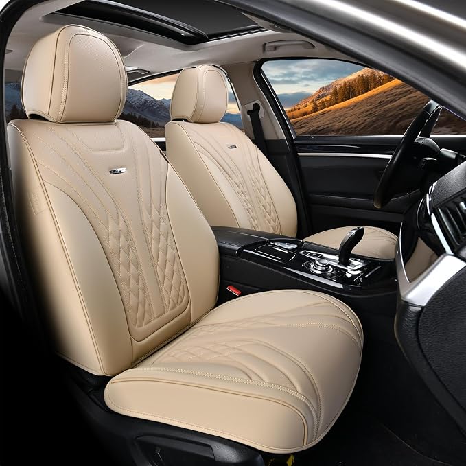 Coverado Car Seat Covers, Car Seat Covers Front Seats, 2-Pack Front Seat Cover, Nappa Leather Waterproof Seat Covers, Car Seat Protectors, Automotive Seat Covers Universal Fit for Most Vehicles