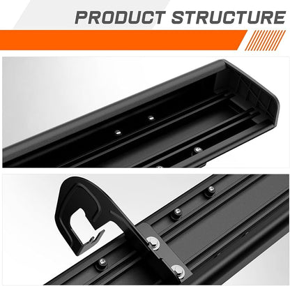 6" Black Aluminum Running Boards Side Step Nerf Bars Compatible with 07-19 Silverado Sierra 1500 2500 3500 Crew Cab