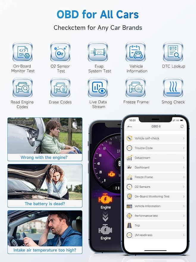 ANCEL BD300 Bluetooth OBD2 Scanner, Full System Code Reader and Diagnostic Tool for BMW with Battery Registration Service Reset EPB CBS ETC ABS Airbag & Powerful OBD2 Functions