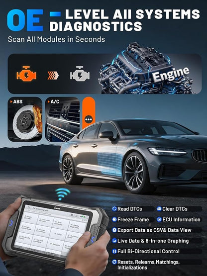 VDIAGTOOL Bidirectional Scan Tool VD80 BT Lite, 2026 8" Wireless Full System OBD2 Scanner Diagnostic Tool with 28+ Resets, ECU C0ding, Oil/Brake/BMS/SAS, FCA, CAN FD & DoIP, 2 Years Free Update