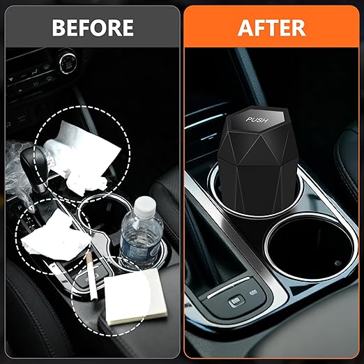 Car Trash Can with Lid - 2-Pack, Interior Accessories for Vehicles, Leakproof Garbage Can with 30 Detachable Trash Bags, Multipurpose Organizers and Storage Solutions for Home and Office