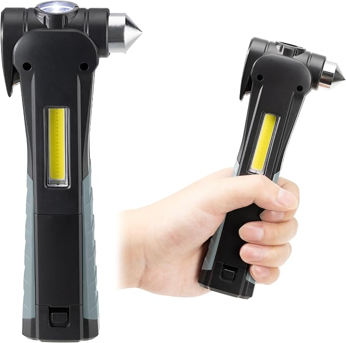 Navaris Safety Tool for Cars - Emergency Car Window Breaker - Emergency Hammer for Cars - With Flashlight and Siren - With Belt Cutter - Escape Safety hammer - Glass Breaker