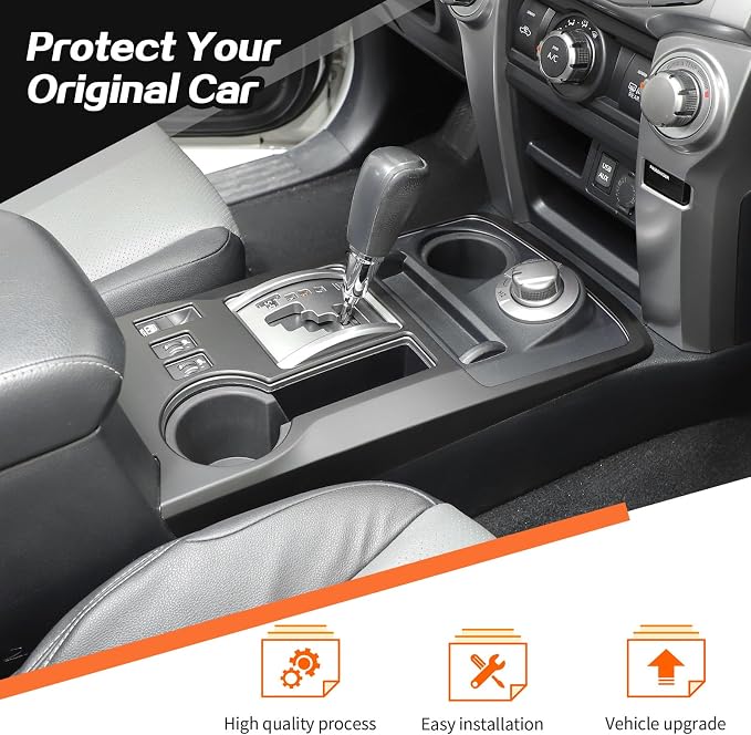JeCar for 4Runner Interior Trim Center Console Gear Shift Panel Cover for 2010-2024 Toyota 4Runner (Matte Black)