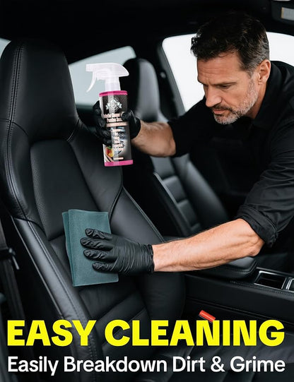 Car Interior Cleaner Spray, Multipurpose Leather Seat Cleaner Upholstery Car Cleaning Kit Auto Dashboard Vinyl Detailing Supplies Kit,Peach Scent