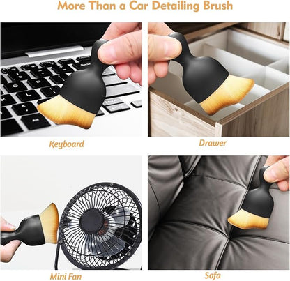 Car Interior Cleaning Brush with Ultra Soft Bristles, Car Duster Interior, Auto Detailing Brushes Dusting Car Accessories for Dashboard, AC Vents, Leather, Scratch-Free (1Pcs_Yellow)