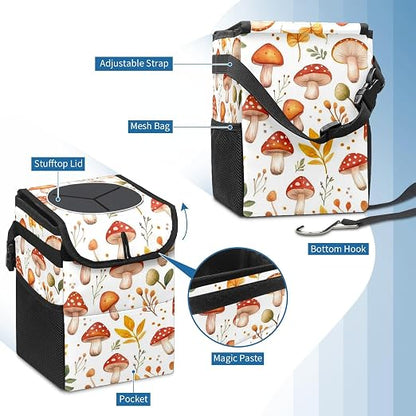 Car Trash Can – Multi-Purpose, Lightweight and Portable with Durable Water-Resistant Coating, No Installation Required, Practical and Ample Capacity, Variety of Colors.Mushroom
