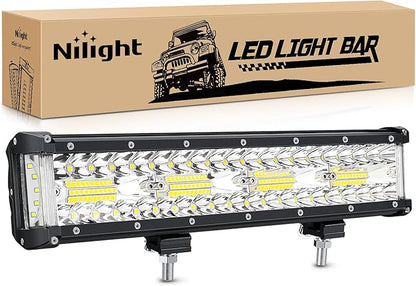 Nilight Side Shooter Light Bar 12Inch Triple Row Spot Flood Combo Work Off Road Lighting on Truck SUV ATV UTV