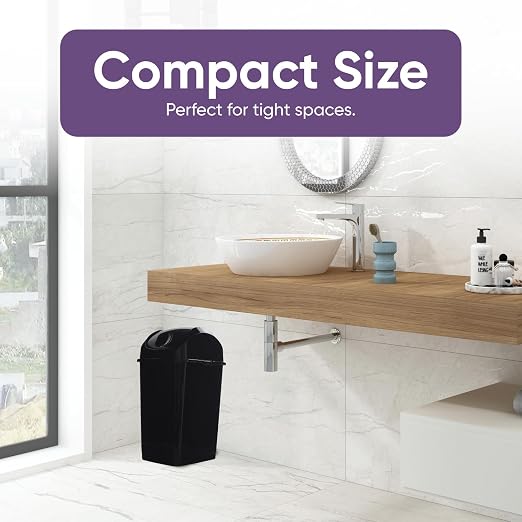 Superio Kitchen Trash Can with Swing Top Lid 9 Gallon Slim Waste Bin 37 Qt Sturdy Plastic Garbage Can Medium Recycling Bin for Office, Bathroom, Under Counter, Dorm, Bedroom (Black-2 Pack)