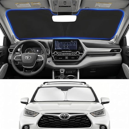 Custom Fit Windshield Sun Shade for Toyota Highlander 2020-2026 | Custom Fit Windshield Cover, Blocks UV Rays, Double-Layer Heat Shield, Durable Frame, Easy Fold & Storage