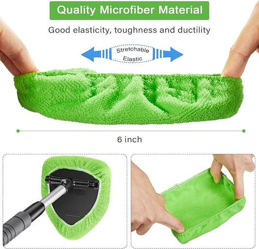 Tallew 20 Pack Windshield Cleaner Microfiber Pads Fit Car Window Cleaning Tool Replaceable Glass Wipes Inside Car Windshield Supplies, Fits 4-6 Inch Tools, 4 Colors