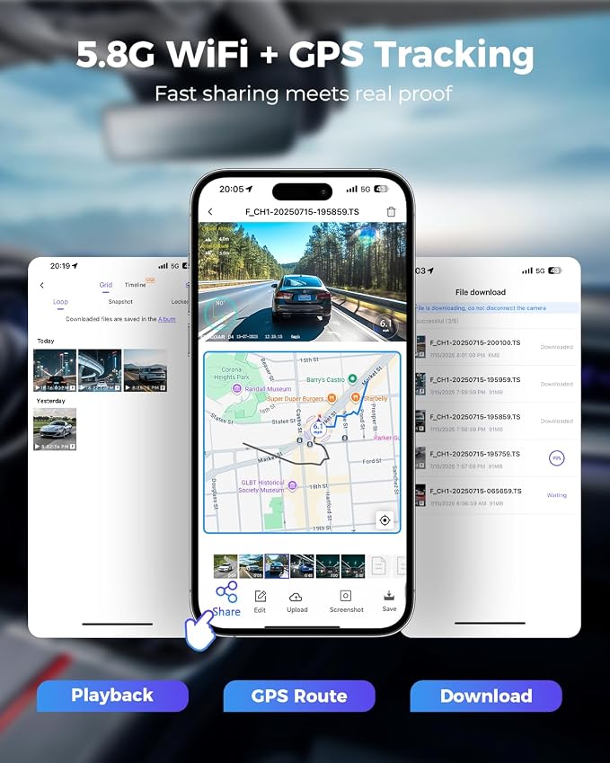 4K 360° Dash Cam, 4-Channel Car Camera Front and Rear Cabin & Sides with GPS, WiFi, Night Vision, 24H Parking Mode, Anti Vandalism for Truckers, Uber, Lyft, Rideshare & Delivery Drivers