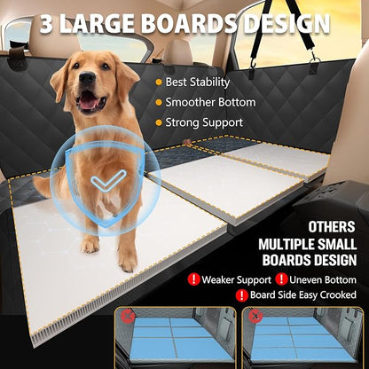 Back Seat Extender for Dogs-Large Space, Dog Car Seat Cover Hard Bottom Holds 420lbs, Sturdy Backseat Extender for Dogs,Upgraded Waterproof Pet Car Bed Dog Hammock for Car, SUV,Truck, Black
