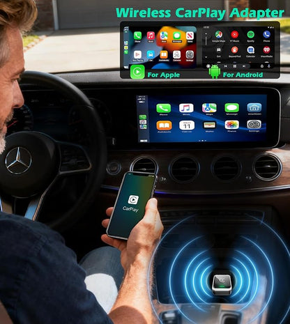 KAIY Wireless Carplay Adapter for iPhone & Android Auto, Convert Wired to Wireless Apple CarPlay Adapter, Car Play USB C USB A Dongle Plug & Play No Delay Stable Connection for iOS 10+, Android 11+