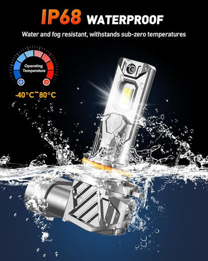 FORENNER 9005/HB3 Light Bulbs, 900% Ultra-Brighter, 6500K Cool White, 1:1 Mini Size 9005 Fog Light Bulbs, 10-Year Lifespan, Plug-N-Play Direct Fit, IP68 Waterproof, 2-Pack.
