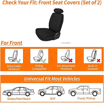 Front Car Seat Covers Set of 2,Universal Precision Fit Contoured High-Density Nappa Leather Waterproof Automotive Seat Covers Automotive Seat Covers & Accessories,Style1 Gray