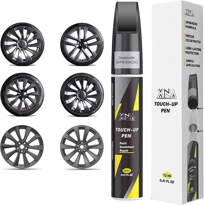 Rim Touch Up Paint(Gunpowder(WPB-82422E)) for Tesla Model Y/3/S/X Überturbine/Sport/Arachnid/Cyberstream/Turbine Wheel, 2 in 1 Car Wheel Scratch Repair Kit, Quick & Easy Remover Curb Rash