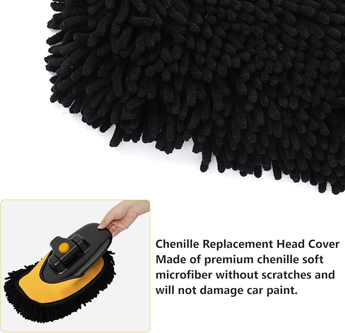 Car Wash Brush Replacement Head Cover, Soft Microfiber Car Wash Mop Head Suitable for 15° Curved Pole CarCleaning Mop (Only Head Cover)