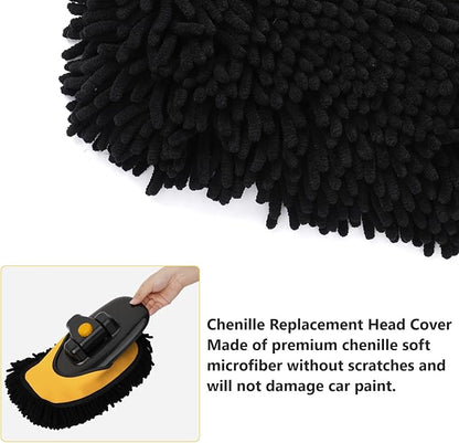 Car Wash Brush Replacement Head Cover, Soft Microfiber Car Wash Mop Head Suitable for 15° Curved Pole CarCleaning Mop (Only Head Cover)
