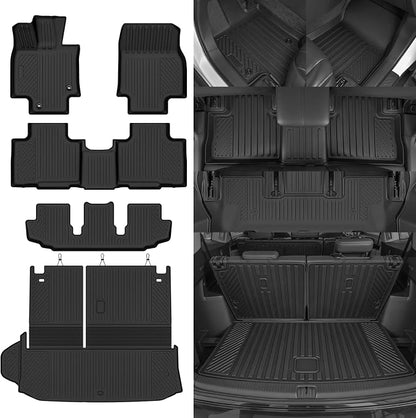 Custom Fit Floor Mats for 2020-2025 2026 Toyota Highlander, All Weather TPE Floor Liners with Trunk Mat, Odorless Full Set Interior Accessories