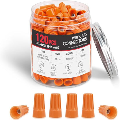 Nilight 120PCS Orange Wire Connectors Kit 18-16 AWG Electric Wire Caps Insulating Insert Twist Electrical Wire Terminal with Spring for Connect Electrical Wiring Automotive Car Truck Boats Marine