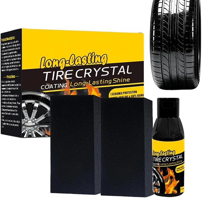 Tire Coating Liquid, Wheel Shining Formula, 100ml Bottle with Soft Sponge, Premium Protective Gloss, Restorative Solution with Blackening Effect, Vehicle Maintenance for New Look