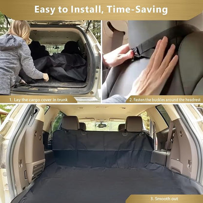 F-color SUV Cargo Liner for Dogs, Heavy Duty Water Resistant Pet Cargo Cover Dog Seat Cover Mat for Mid-Size SUVs Sedans Vans with Bumper Flap Protector, Non-Slip, Standard Size Universal Fit, Black