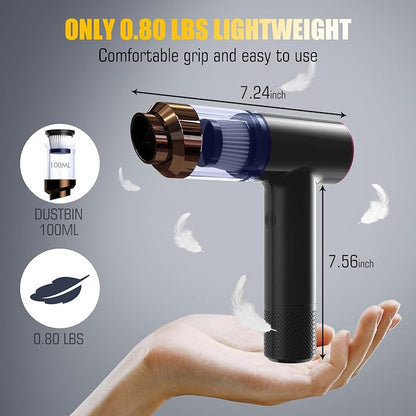 Handheld Car Vacuum Portable Cordless - Mini, Portable | Dual Suction (7500pa & 12000pa) | 4-in-1 Vacuum Cleaner, Blower, Inflator, Deflator & Air Duster for Car, Home, Kitchen, Pet Hair, Office Use