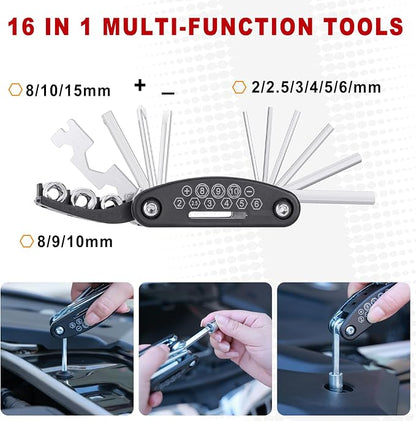 Car Roadside Emergency Kit - Car Emergency Kit with Jumper Cables, Tow Rope, Folding Shovel, Safety Hammer, Reflective Warning Triangle, Car Safety Kits for Men, Women, Teenagers
