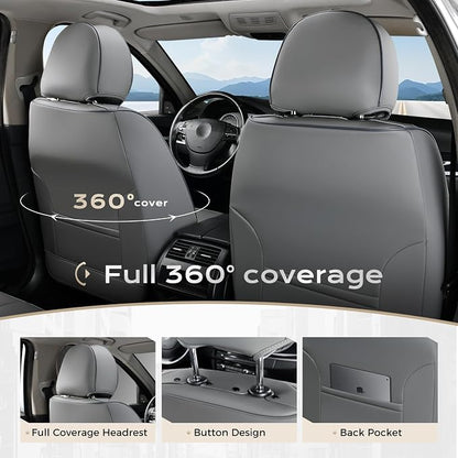 Coverado Seat Covers, Car Seat Covers Front Seats, Leather Seat Covers for Cars, Car Seat Protector Waterproof, Gray Car Seat Cushion, Front Carseat Cover Universal Fit for Most Cars Blue