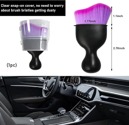 Ziciner 2 PCS Car Detailing Brush, Curved Soft Bristles Auto Removal Dust Collectors, Universal Vehicle Dashboard, Air Conditioner Vents etc Interior Cleaning Tool Accessories (Double Purple)