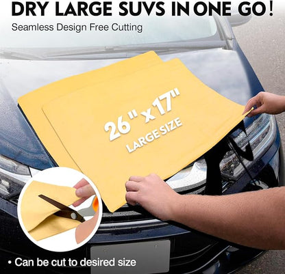 ARTIPOLY Premium Shammy Cloth for Car Drying 2pk (26”x17”)-Super Absorbent Chamois Towel for Car-Reusable Shammy Towel for Car, Bathroom,Pets, Dust Remove, No Spots/Streak/Scratch