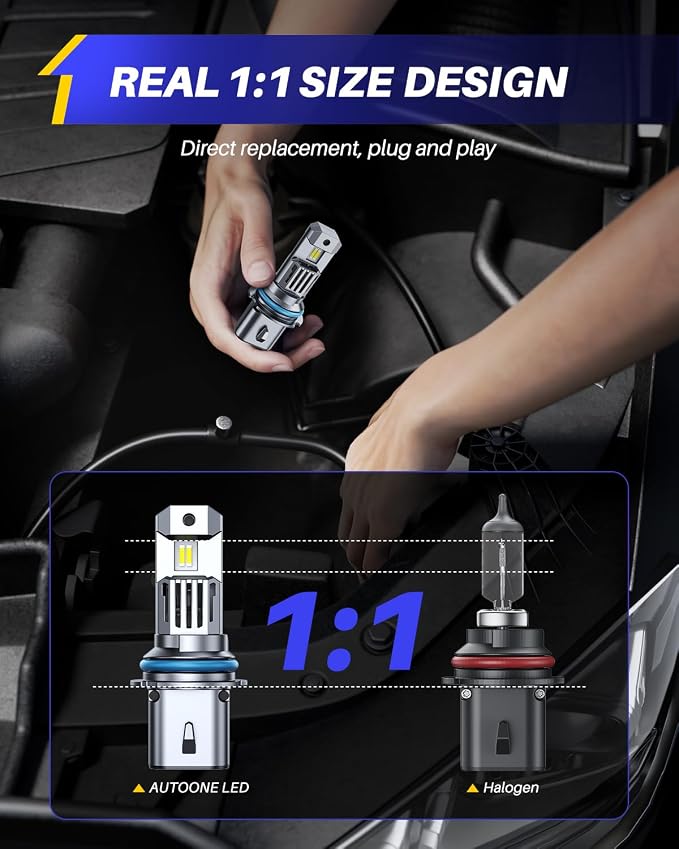 AUTOONE 9007 HB5 Bulbs 60000LM for Automotive Halogen 9007 Light, 99% Compatibility, Plug-N-Play, Fog Light Replacement